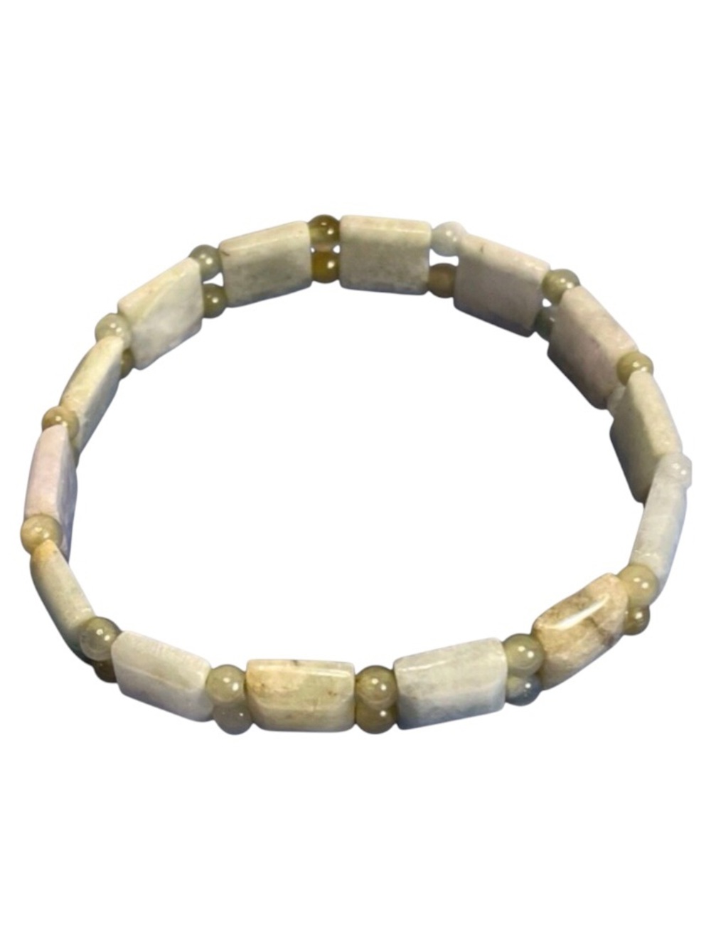 Handmade Green Beaded Elastic Bracelet. Pre-owned.